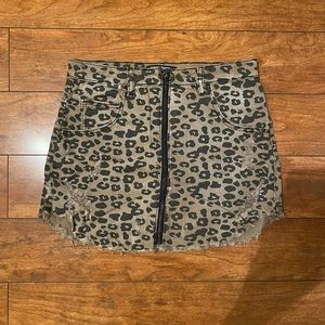 Cheetah Print Denim Skirt